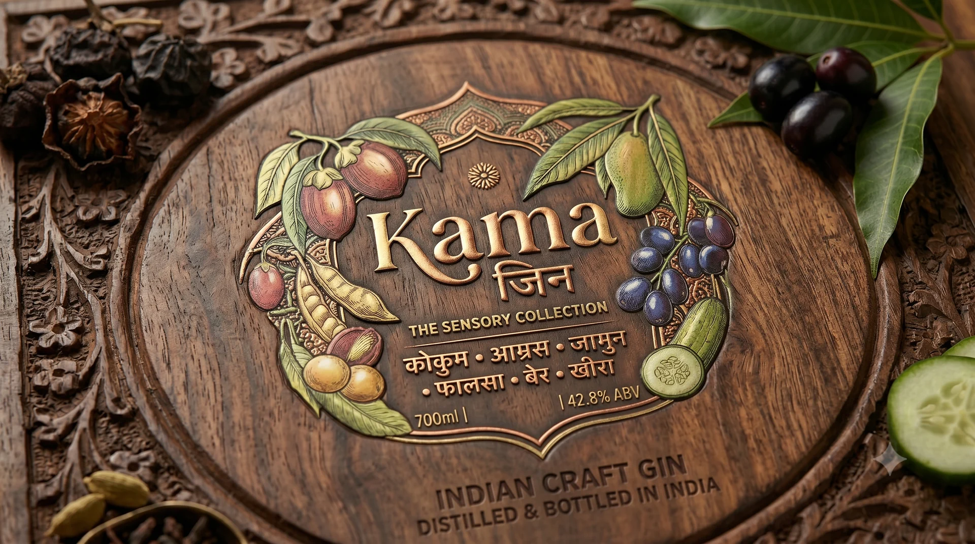 Kama Gin sensory collection carved in wood